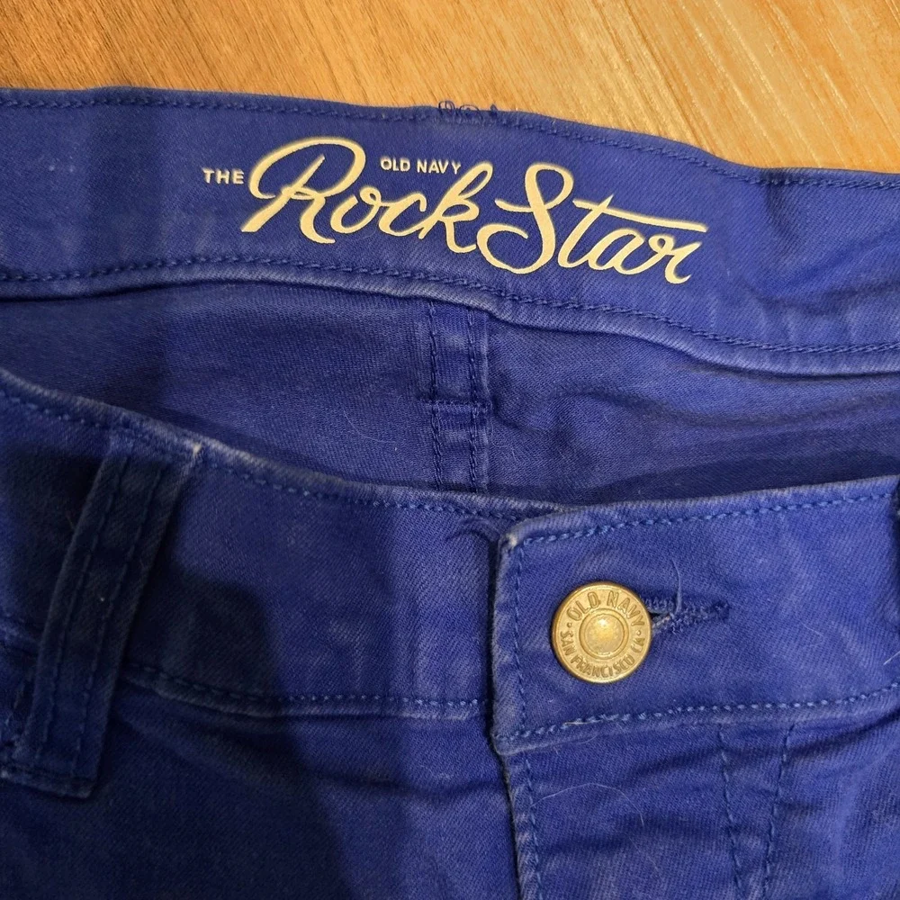 Old Navy Rockstar Skinny Jeans Womens 6 Cobalt Blue Mid Rise Stretch Pants - Picture 3 of 4